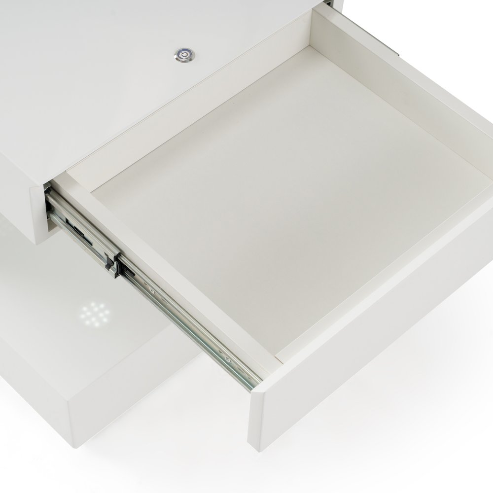 Esso Modern White Glossy Tall Nightstand. Picture 7