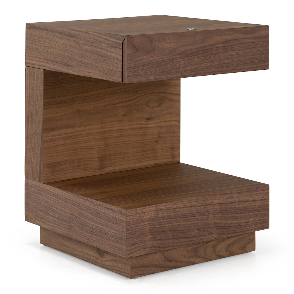 Esso - Contemporary Walnut Tall Nightstand. Picture 2