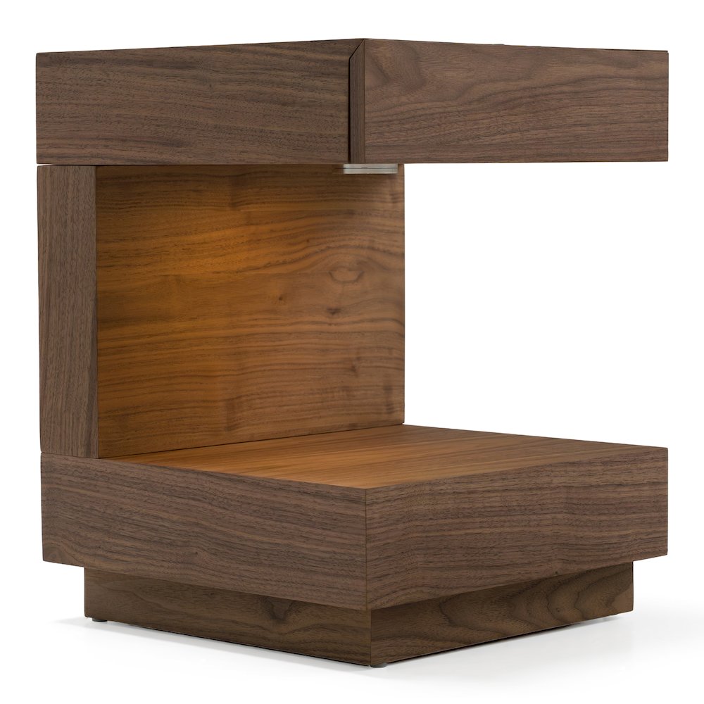Esso - Contemporary Walnut Tall Nightstand. Picture 5