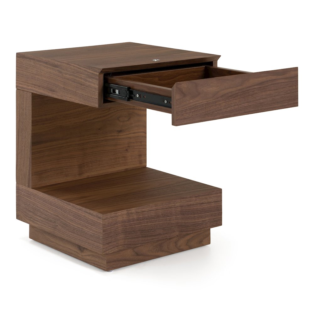 Esso - Contemporary Walnut Tall Nightstand. Picture 6
