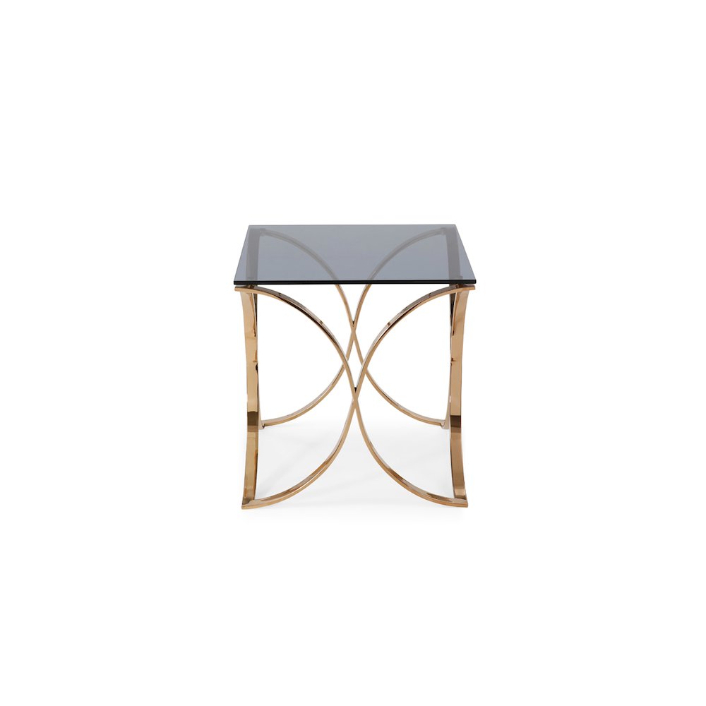 Modrest Reklaw Modern Smoked Glass & Rosegold End Table. Picture 2