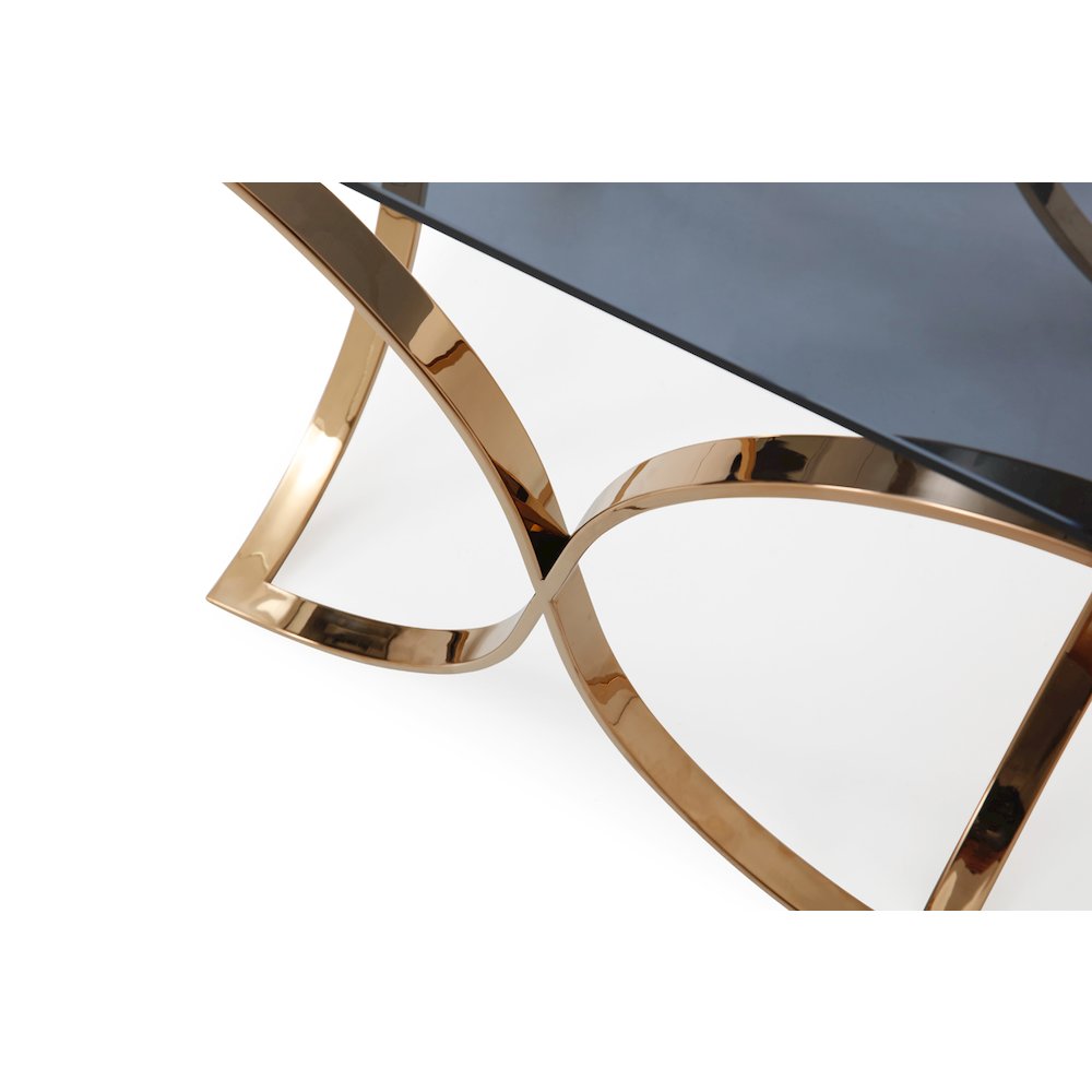 Modrest Reklaw Modern Smoked Glass & Rosegold End Table. Picture 5