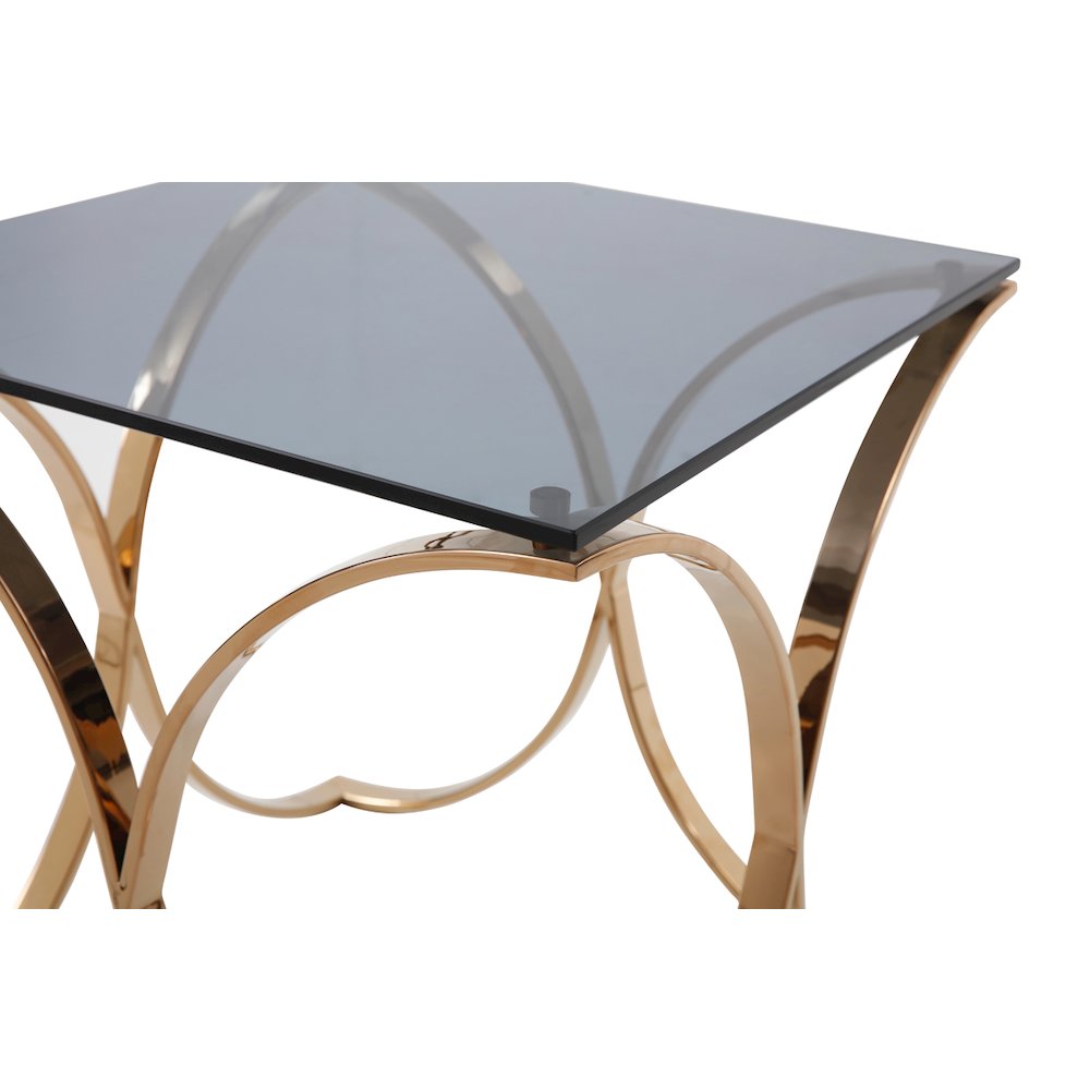 Modrest Reklaw Modern Smoked Glass & Rosegold End Table. Picture 4