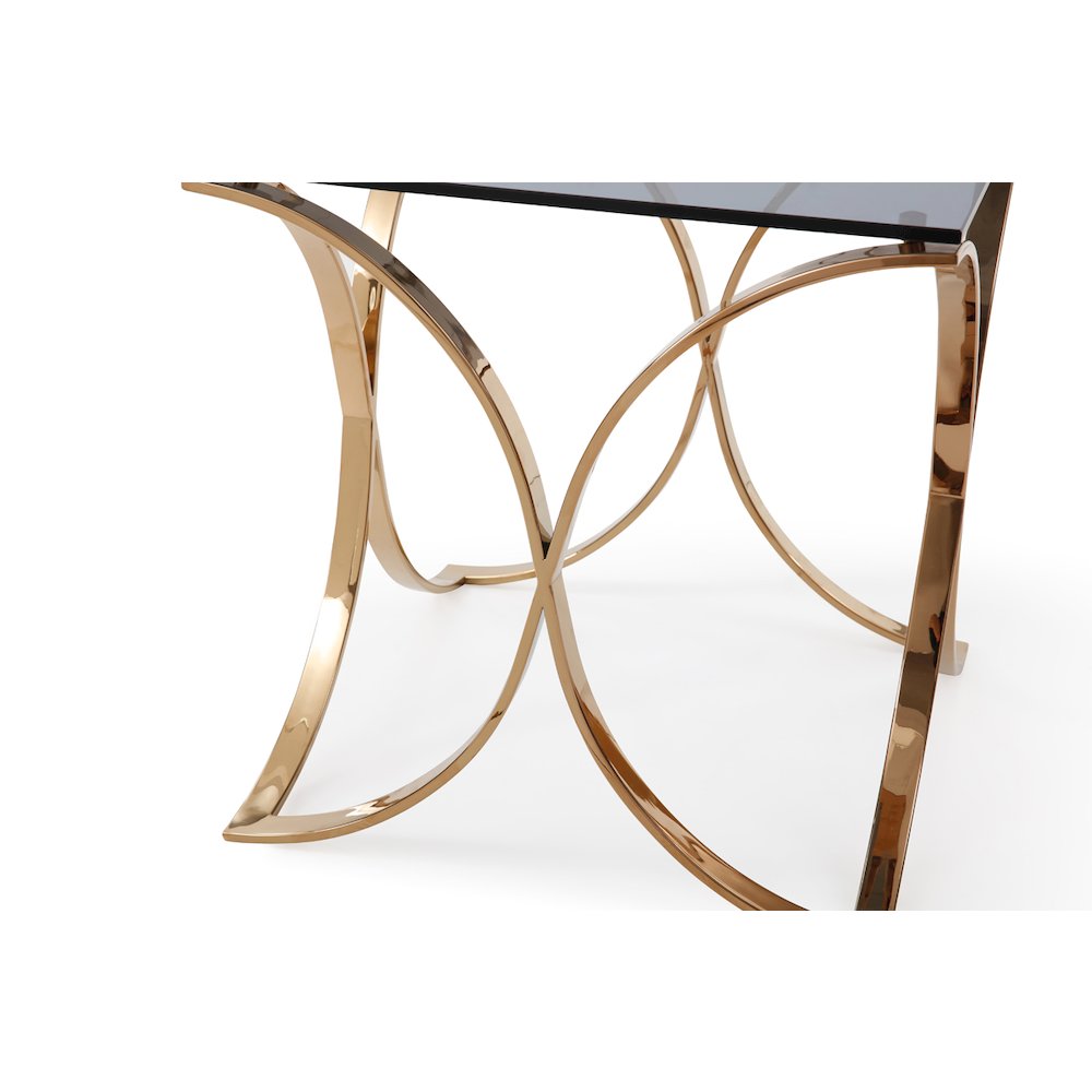 Modrest Reklaw Modern Smoked Glass & Rosegold End Table. Picture 6