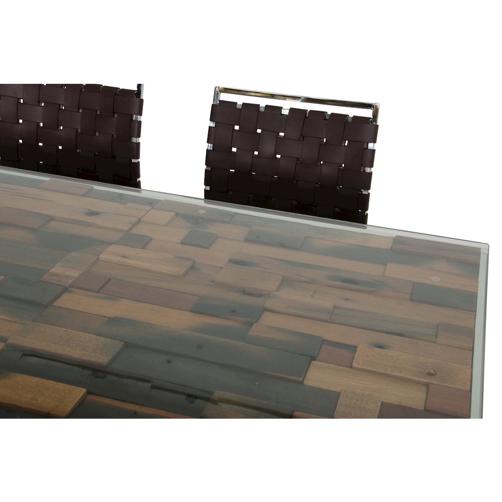Santiago Modern Rectangular Wood Mosaic Dining Table. Picture 7