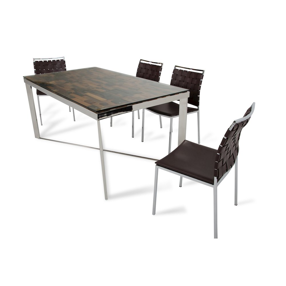Santiago Modern Rectangular Wood Mosaic Dining Table. Picture 2