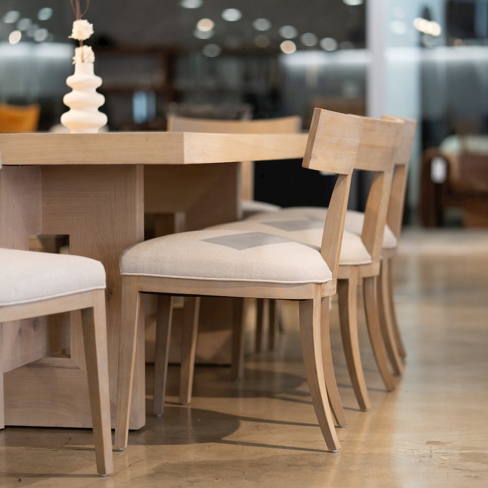 Fabien - Mid-Century Modern Beige Linen Wood Dining Chair (Set of 2). Picture 8