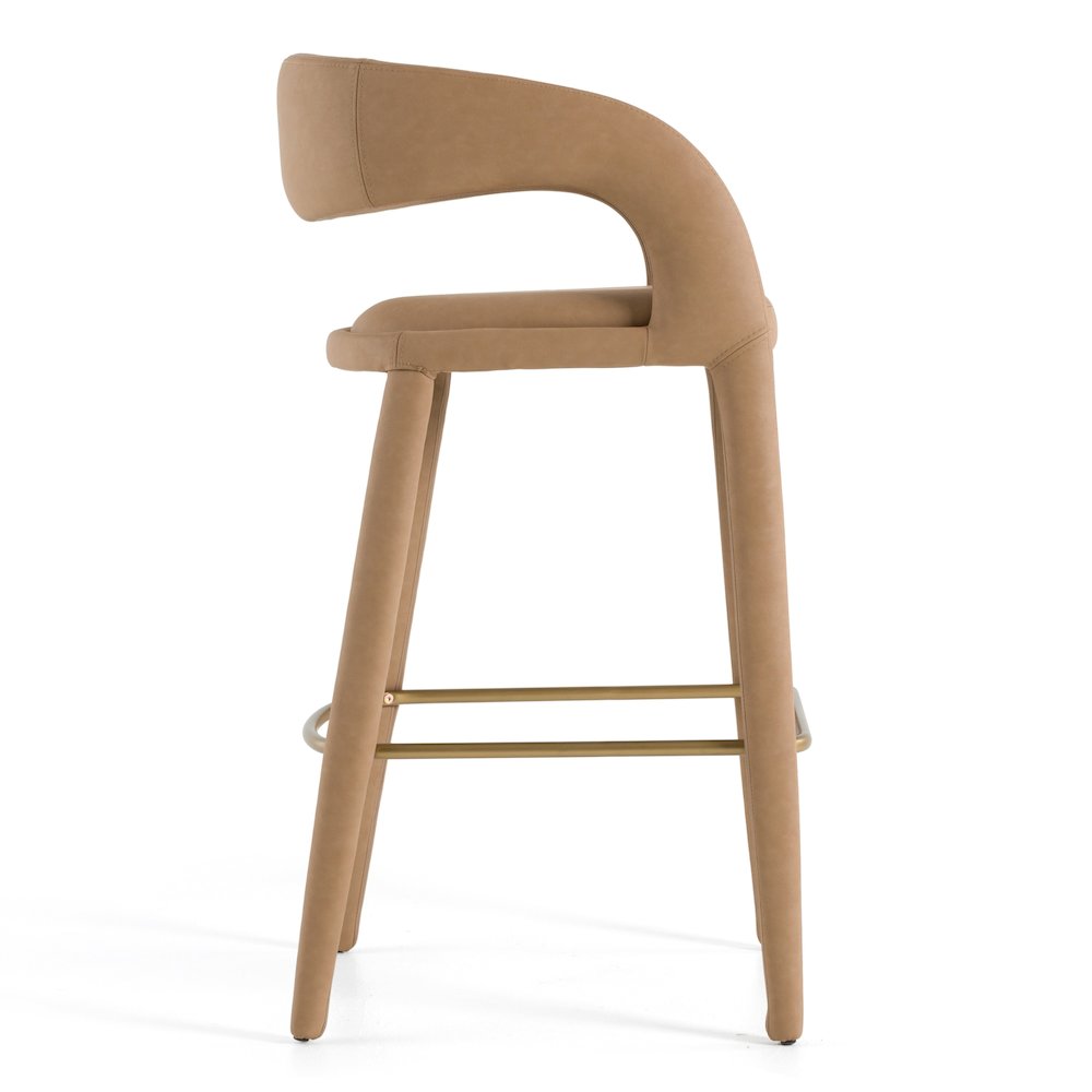 Modrest Faerron - Modern Tan Leatherette Bar Chair. Picture 3
