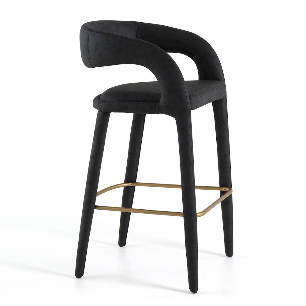 Modrest Faerron - Modern Black Leatherette Bar Chair. Picture 1