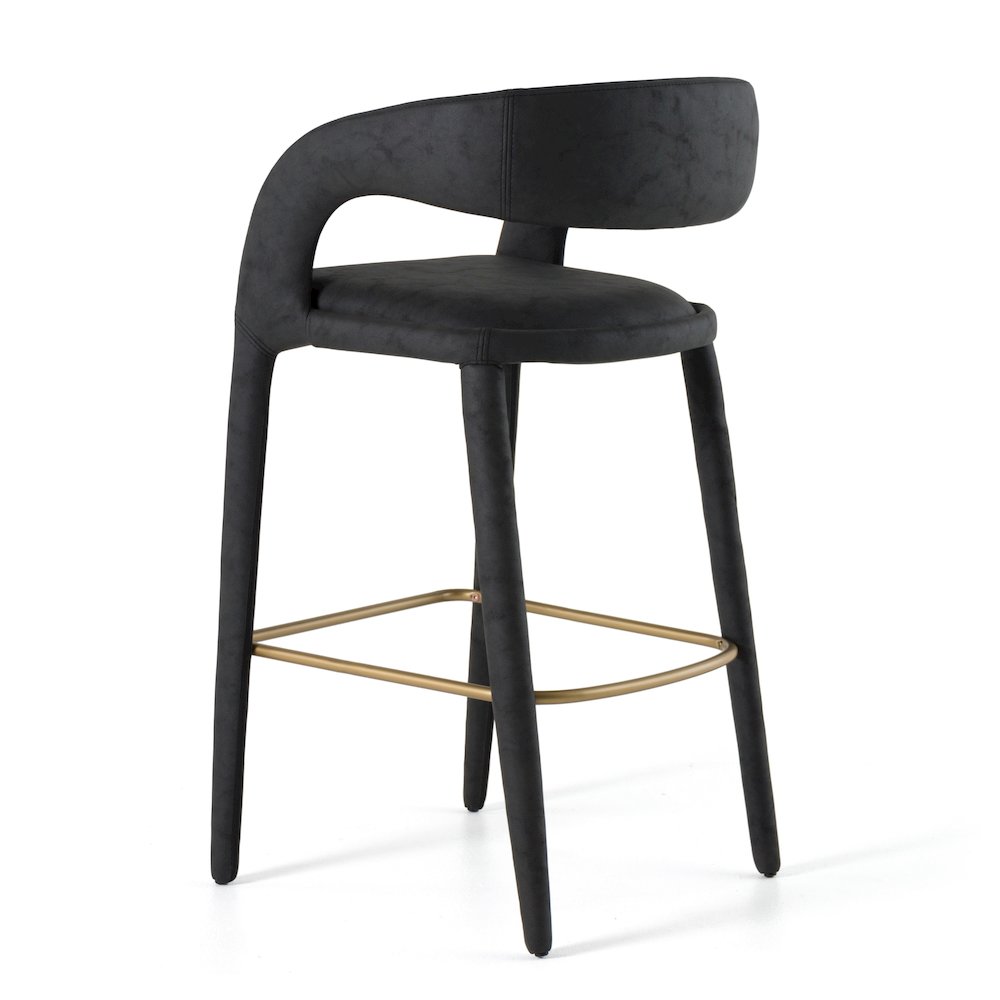 Modrest Faerron - Modern Black Leatherette Bar Chair. Picture 6