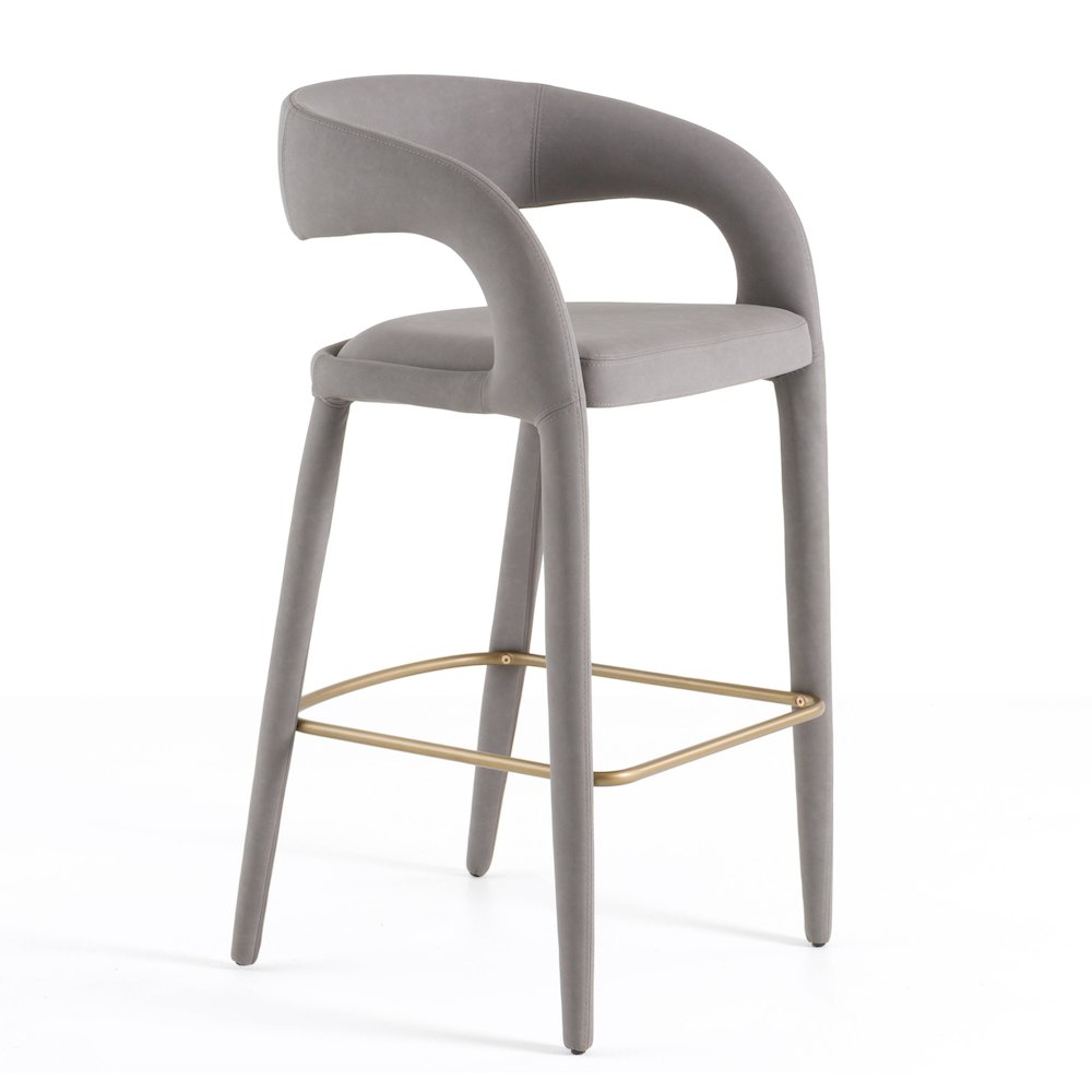 Modrest Faerron - Modern Grey Leatherette Bar Chair. Picture 1