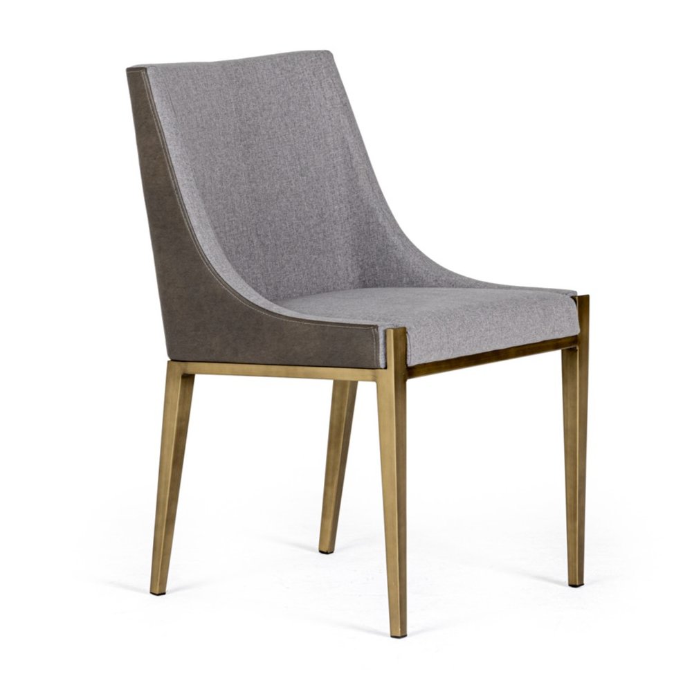 Fairview - Modern Grey and Brass Dining Chair. Picture 1