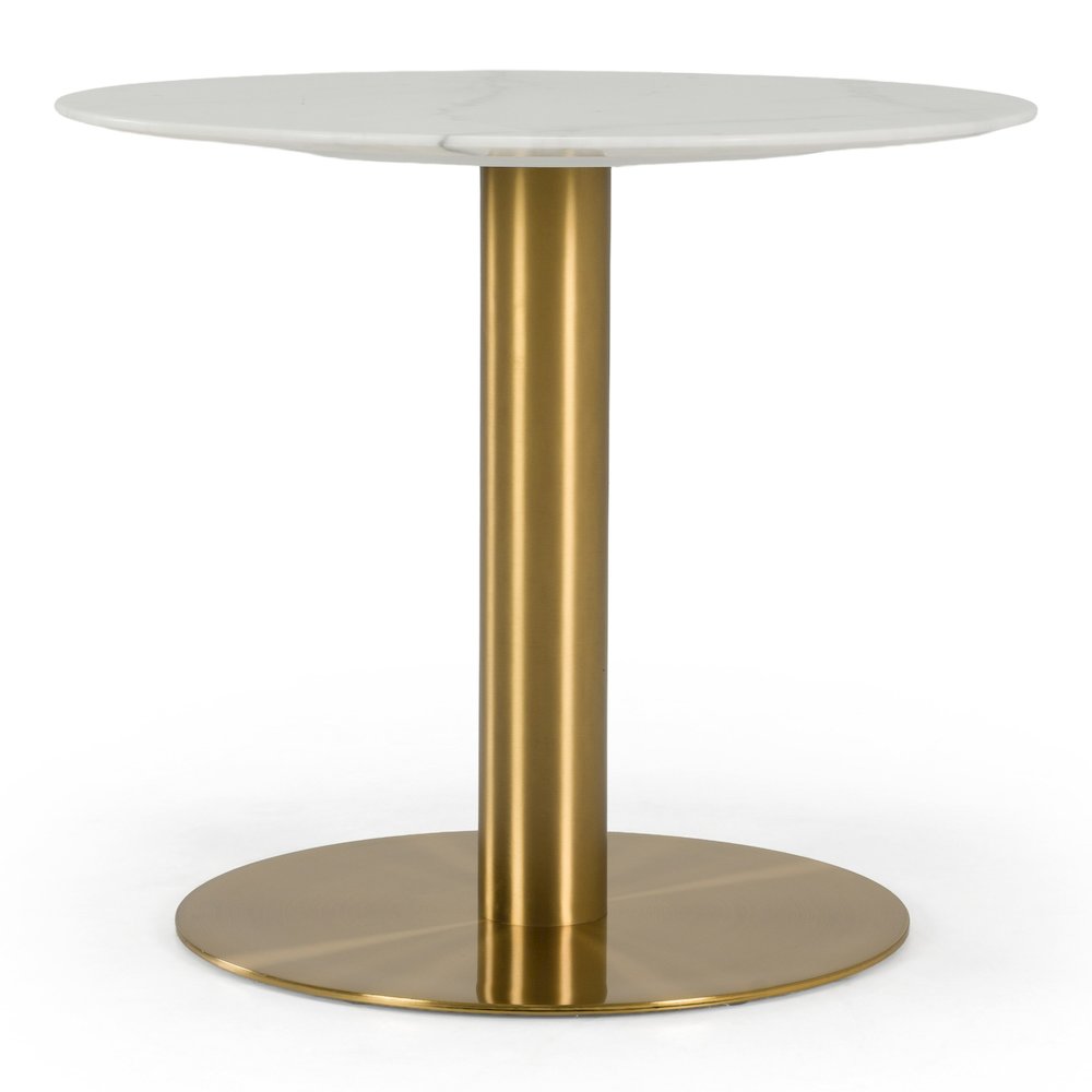 Fairway - Glam White Marble and Brushed Gold Tall End Table. Picture 1