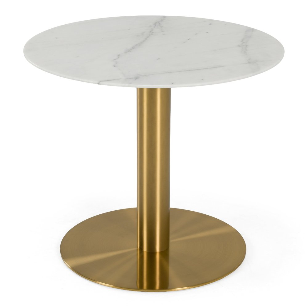 Fairway - Glam White Marble and Brushed Gold Tall End Table. Picture 2