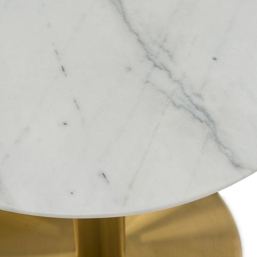 Fairway - Glam White Marble and Brushed Gold Tall End Table. Picture 4
