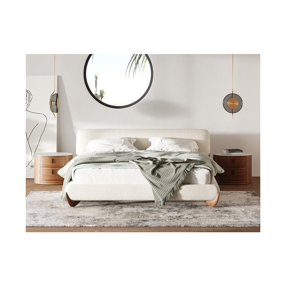 Modrest Fleury - Eastern Contemporary Cream and Walnut Bed. Picture 3