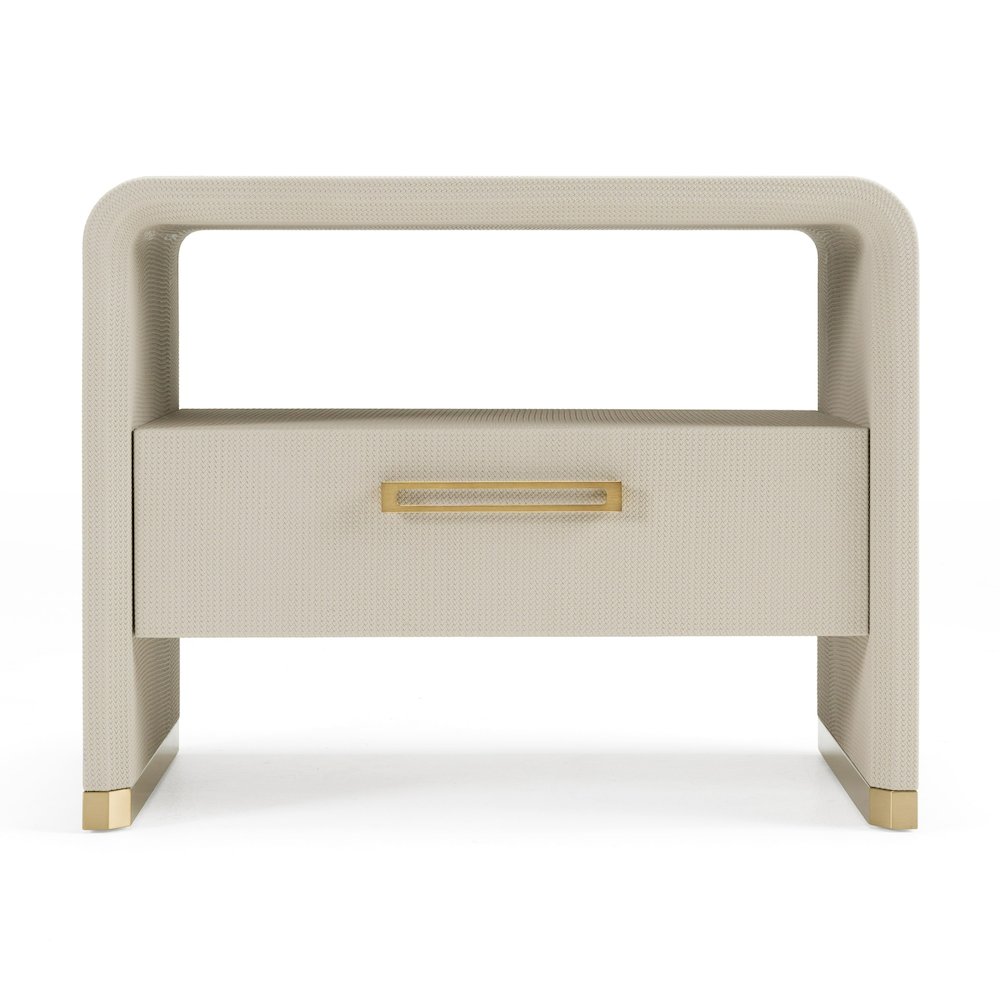 Modrest Florence - Modern Beige Shagreen + Gold Nightstand. Picture 1