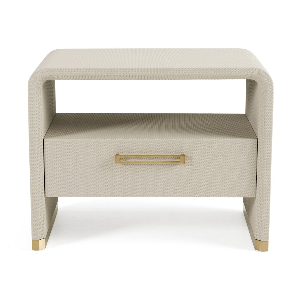 Modrest Florence - Modern Beige Shagreen + Gold Nightstand. Picture 2