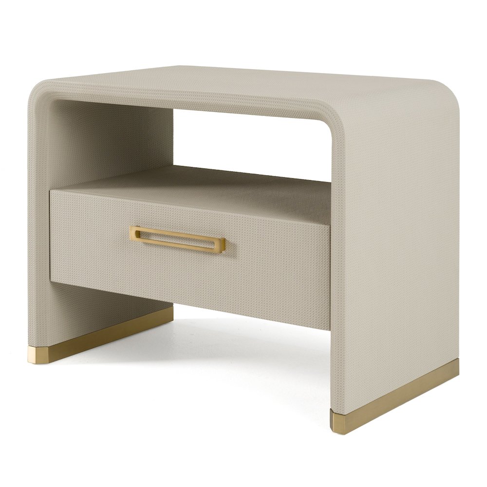 Modrest Florence - Modern Beige Shagreen + Gold Nightstand. Picture 3