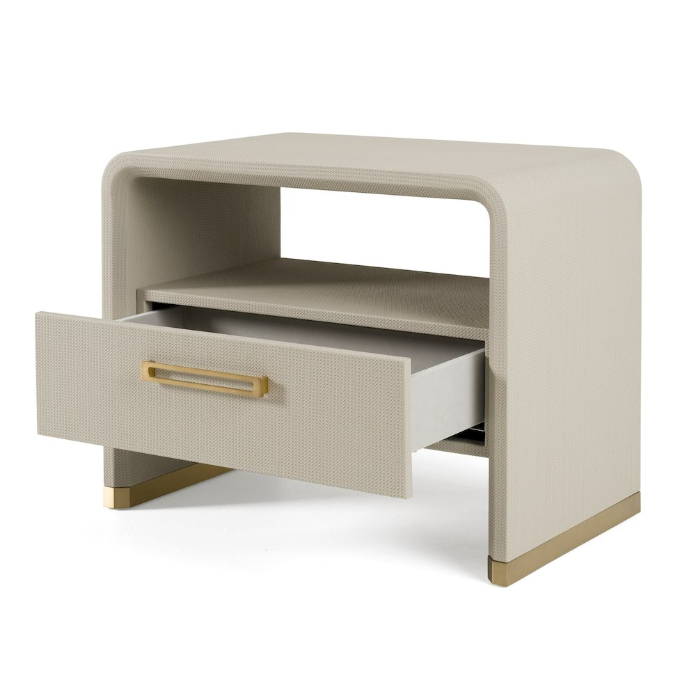 Modrest Florence - Modern Beige Shagreen + Gold Nightstand. Picture 4
