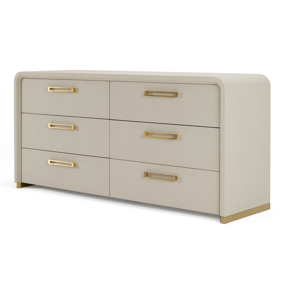 Modrest Florence - Modern Beige Shagreen + Gold Dresser. Picture 3