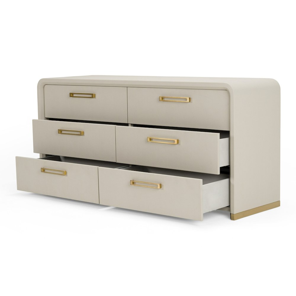 Modrest Florence - Modern Beige Shagreen + Gold Dresser. Picture 4