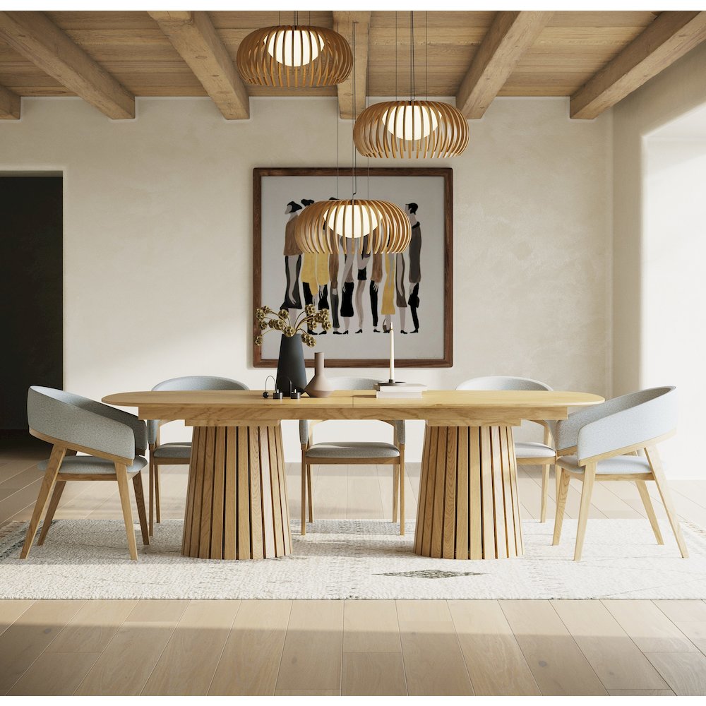 Truman - Mid-Century Modern Natural Oak Extendable Dining Table. Picture 4