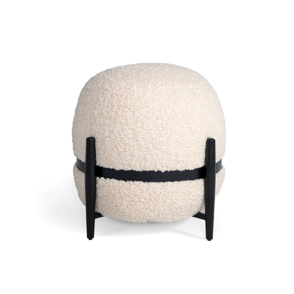 Divani Casa Fouston - Contemporary White Sherpa Pouf. Picture 3