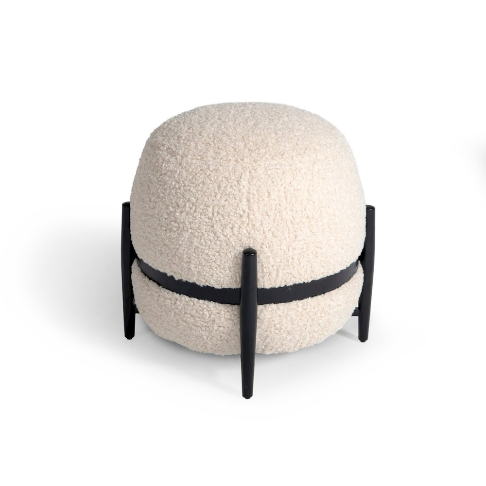 Divani Casa Fouston - Contemporary White Sherpa Pouf. Picture 4