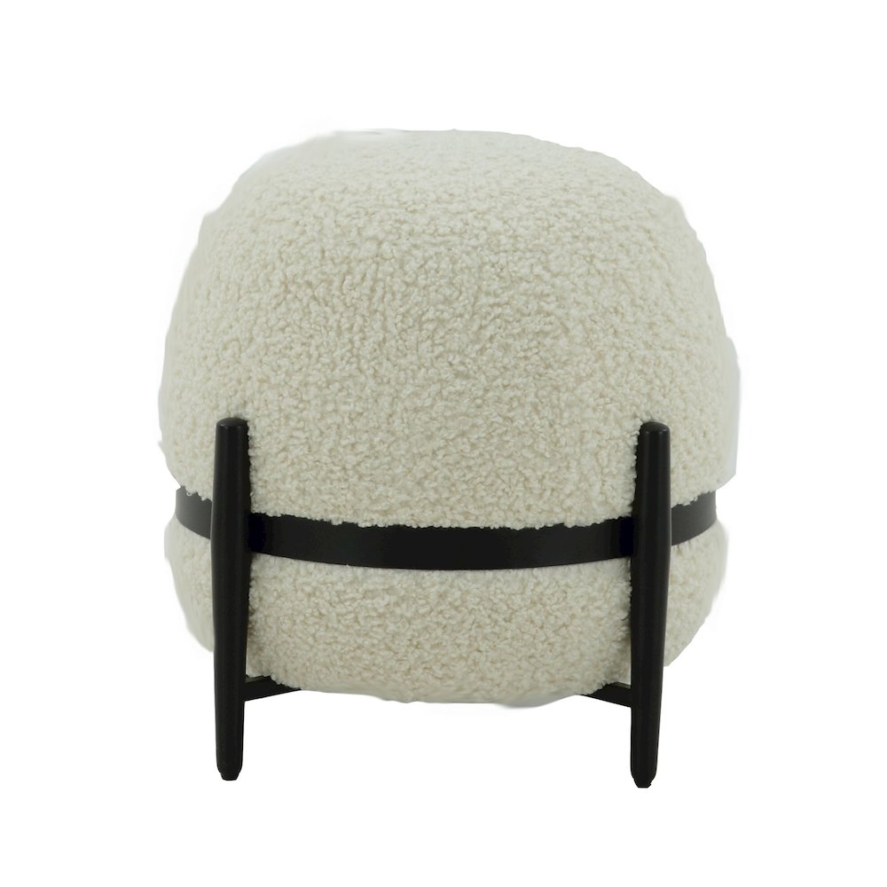 Divani Casa Fouston - Contemporary White Sherpa Pouf. Picture 1