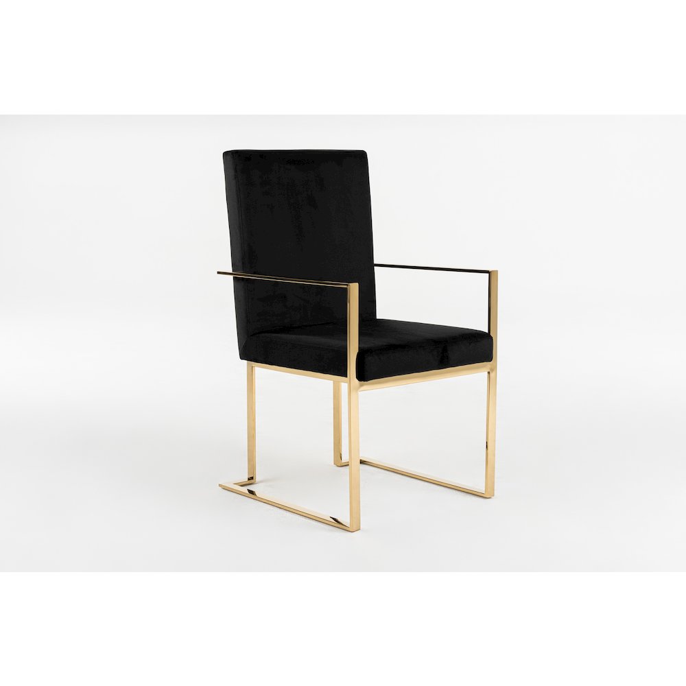 Fowler - Modern Black Velvet Dining Chair. Picture 3