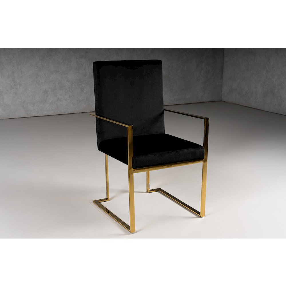 Fowler - Modern Black Velvet Dining Chair. Picture 8