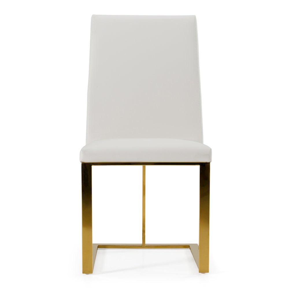 Frankie - Contemporary White and Gold Dining Chair. Picture 2