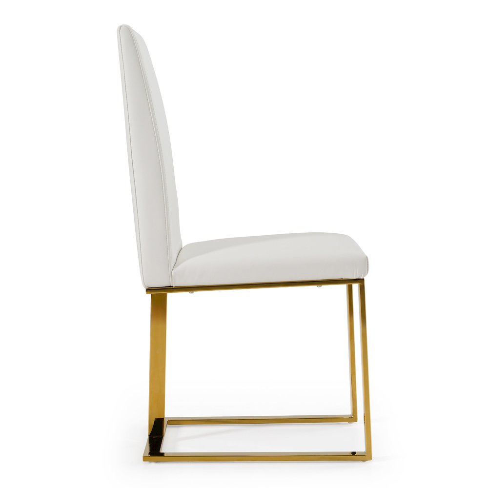 Frankie - Contemporary White and Gold Dining Chair. Picture 3