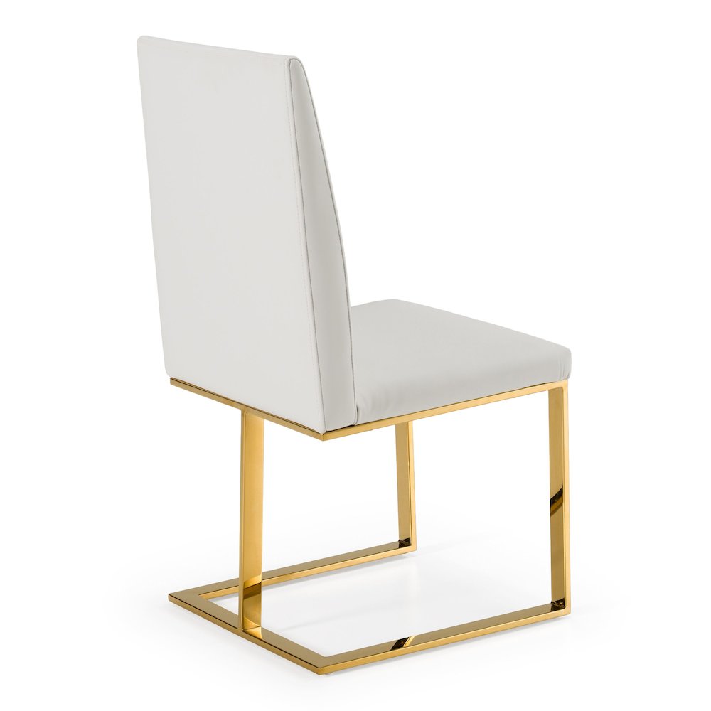 Frankie - Contemporary White and Gold Dining Chair. Picture 4