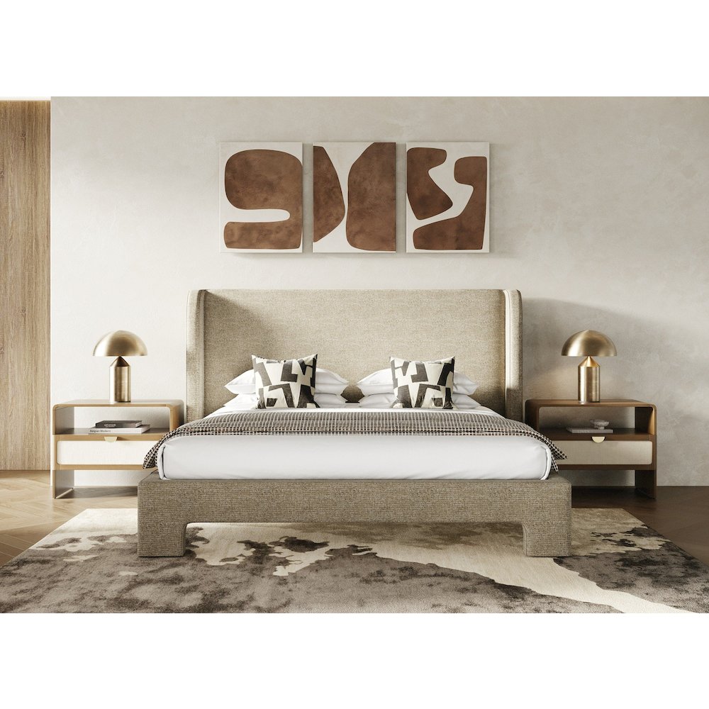 Emilio - Modern Beige Fabric Eastern King Bed. Picture 2