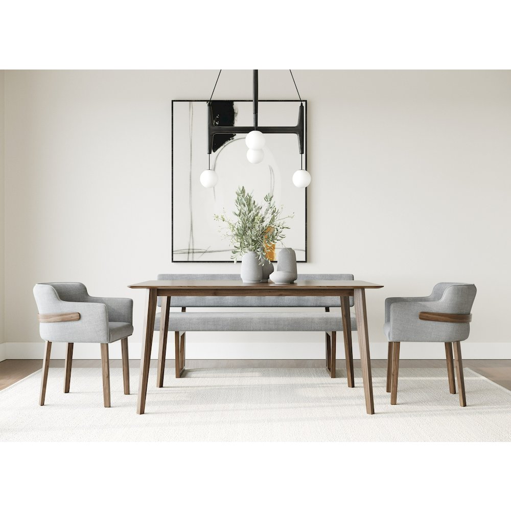 Castillo Jordan - Modern Grey Fabric Walnut 4-Piece Dining Set. Picture 1