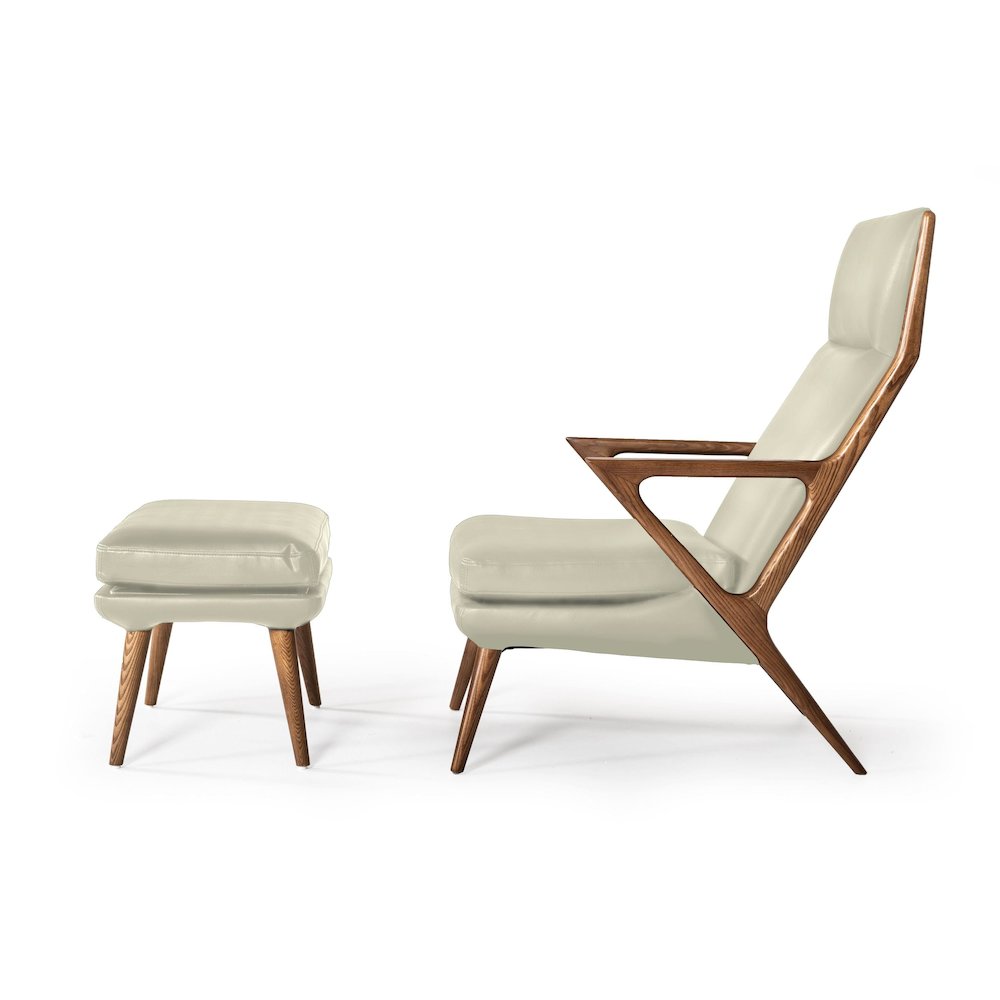 Modrest Fulton - Modern Beige Lounge Chair & Ottoman. Picture 2
