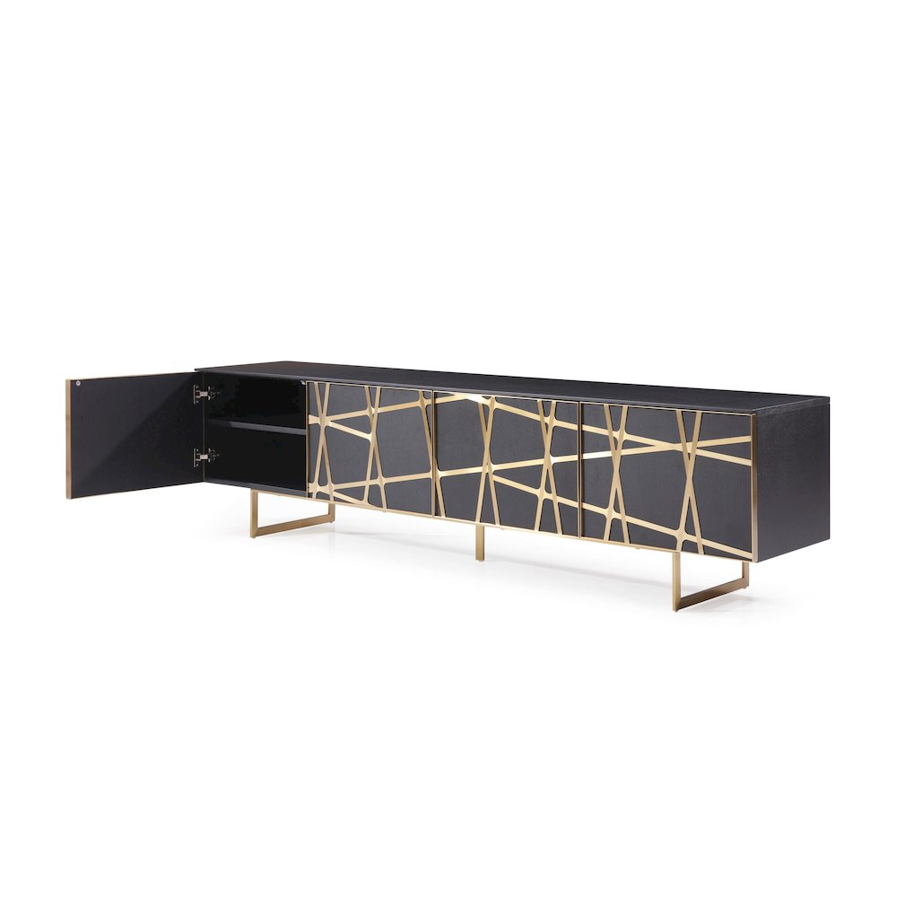 Modrest Kilson - Modern Black Oak & Champagne Gold TV Stand. Picture 4