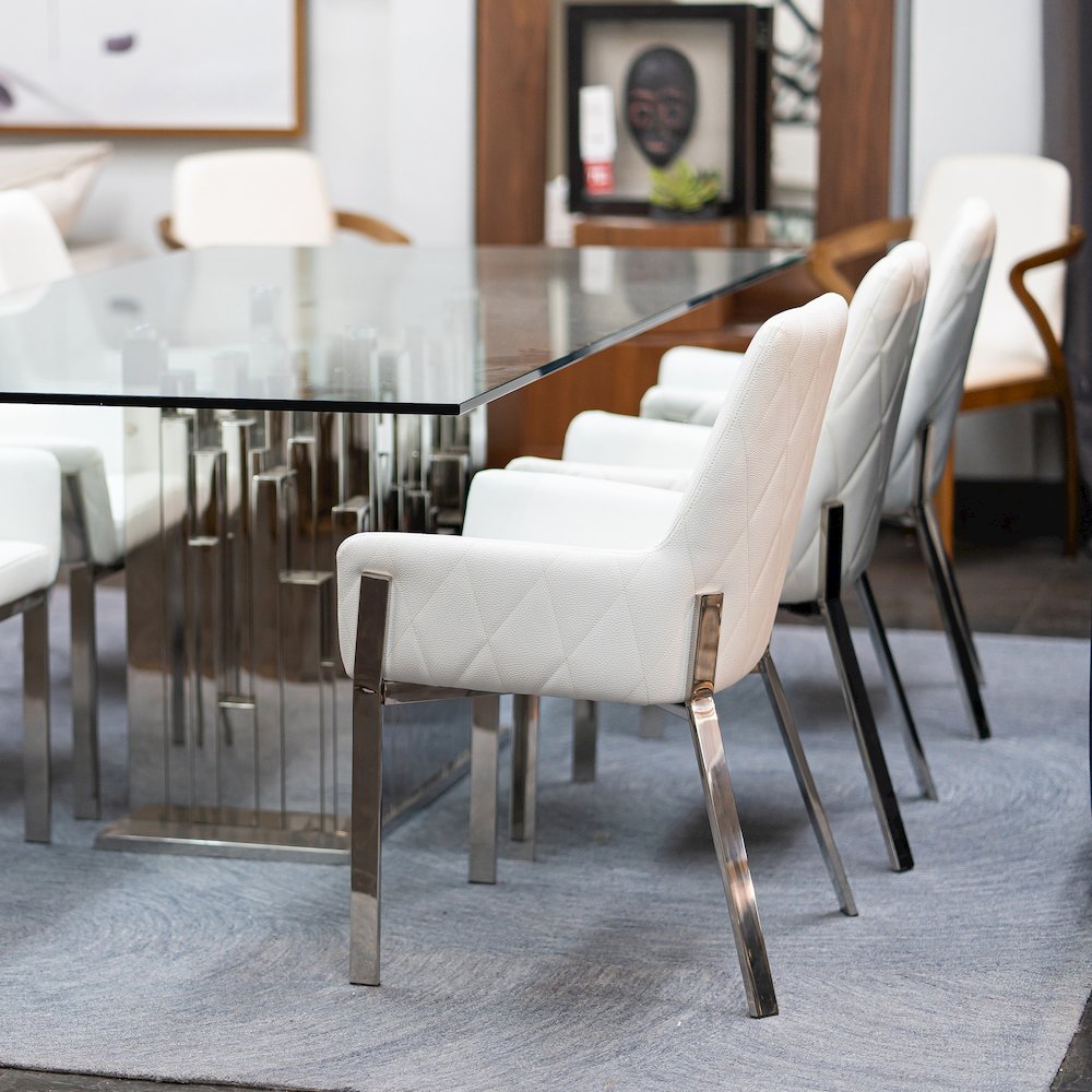 Modrest Ganon - Modern White & Brushed Stainless Steel Dining Chair. Picture 9