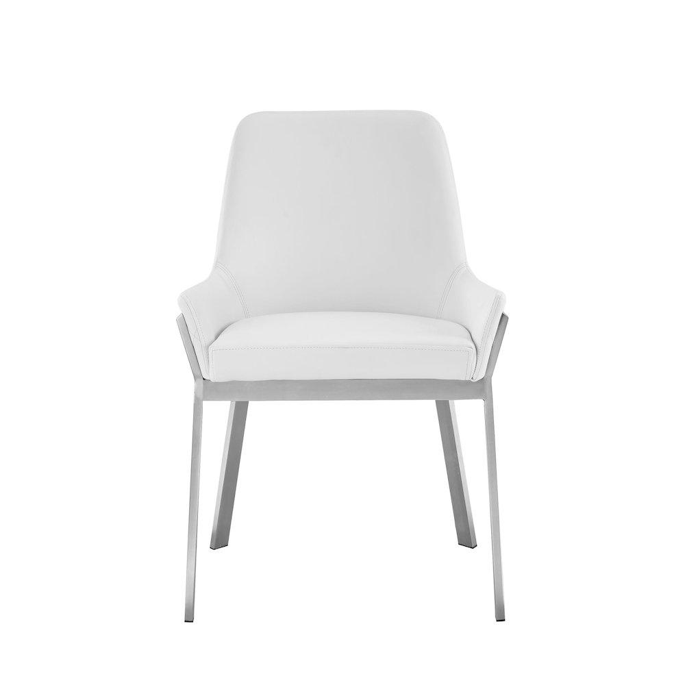 Modrest Ganon - Modern White & Brushed Stainless Steel Dining Chair. Picture 2