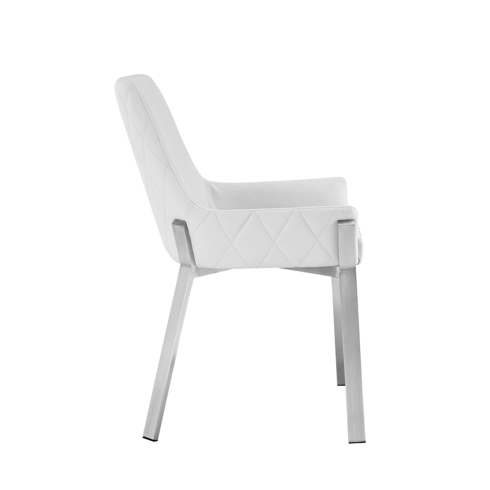 Modrest Ganon - Modern White & Brushed Stainless Steel Dining Chair. Picture 3