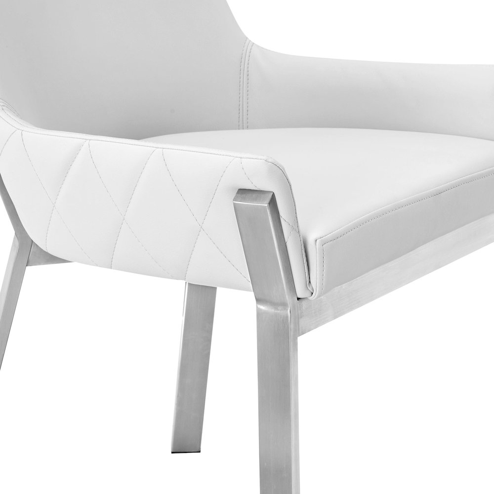 Modrest Ganon - Modern White & Brushed Stainless Steel Dining Chair. Picture 4