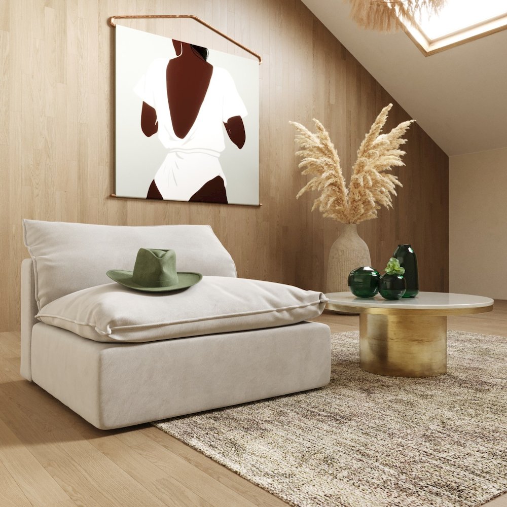 Divani Casa Garman - Modern Light Grey Armless Seater. Picture 1