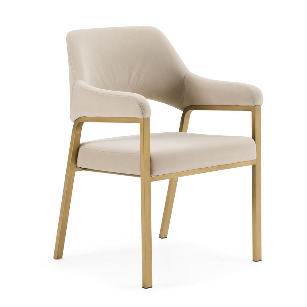 Modrest George - Modern Beige Fabric + Antique Brass Dining Chair. Picture 2