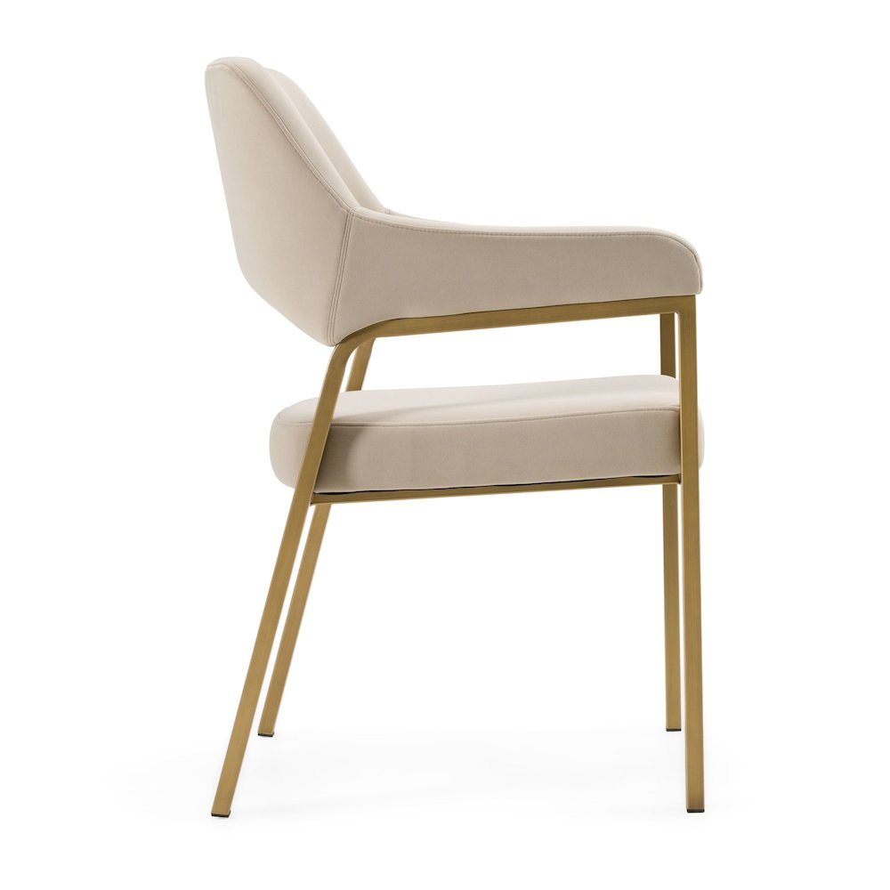 Modrest George - Modern Beige Fabric + Antique Brass Dining Chair. Picture 3