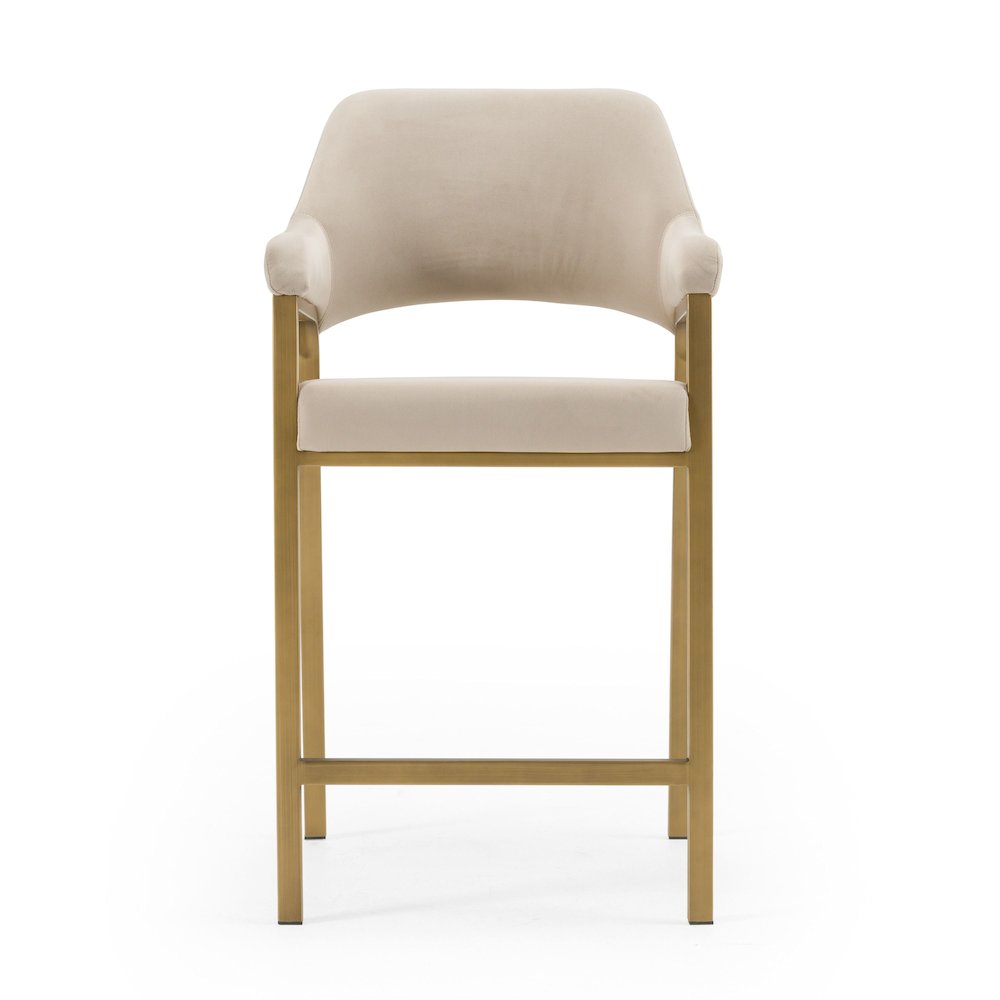 Modrest George - Modern Beige Fabric + Antique Brass Counter Chair. Picture 1