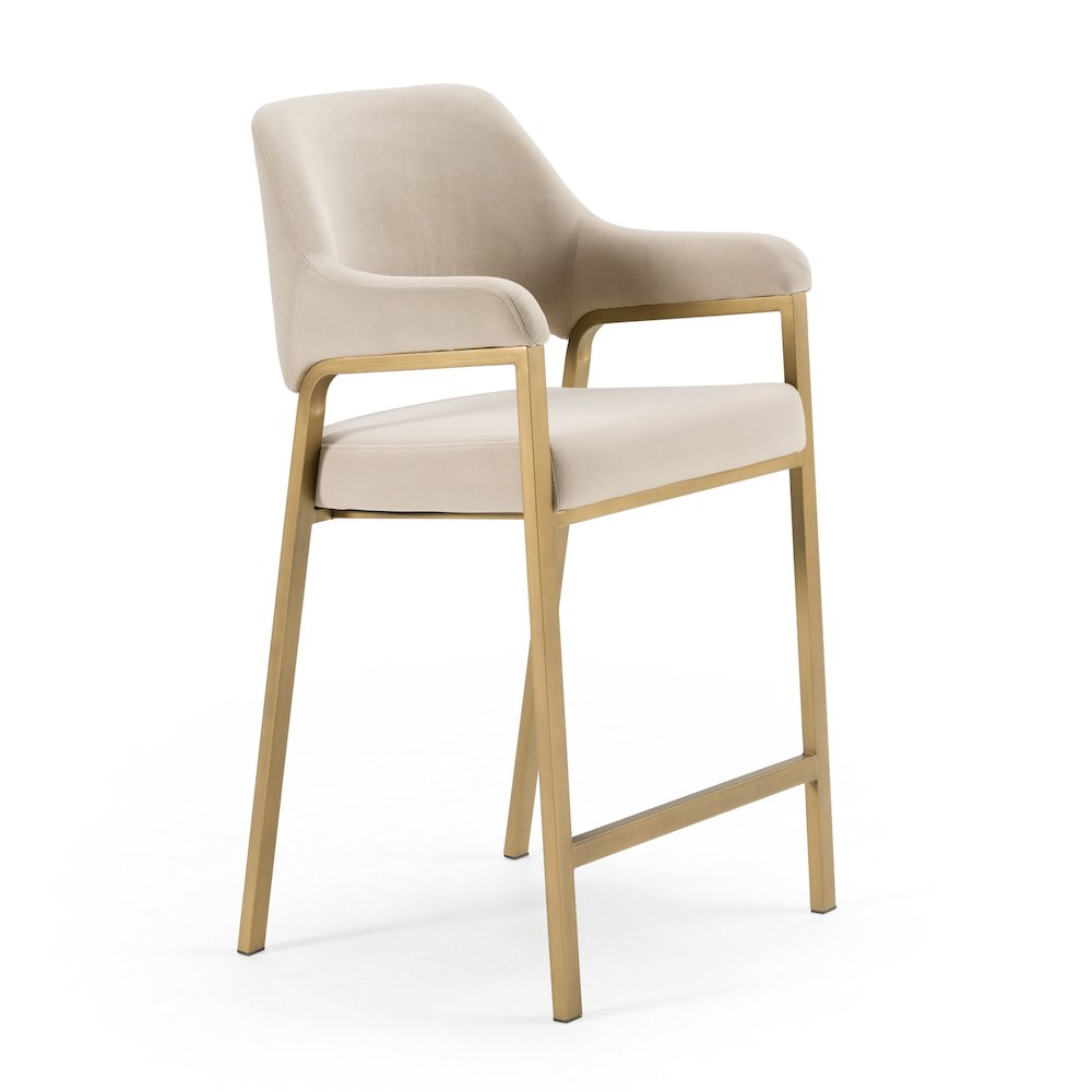 Modrest George - Modern Beige Fabric + Antique Brass Counter Chair. Picture 2
