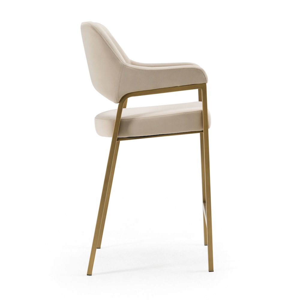 Modrest George - Modern Beige Fabric + Antique Brass Counter Chair. Picture 3