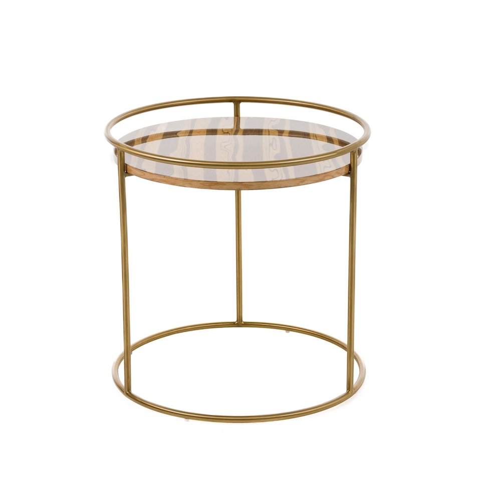 Modrest Gilcrest - Glam Brown and Gold Marble End Table. Picture 1